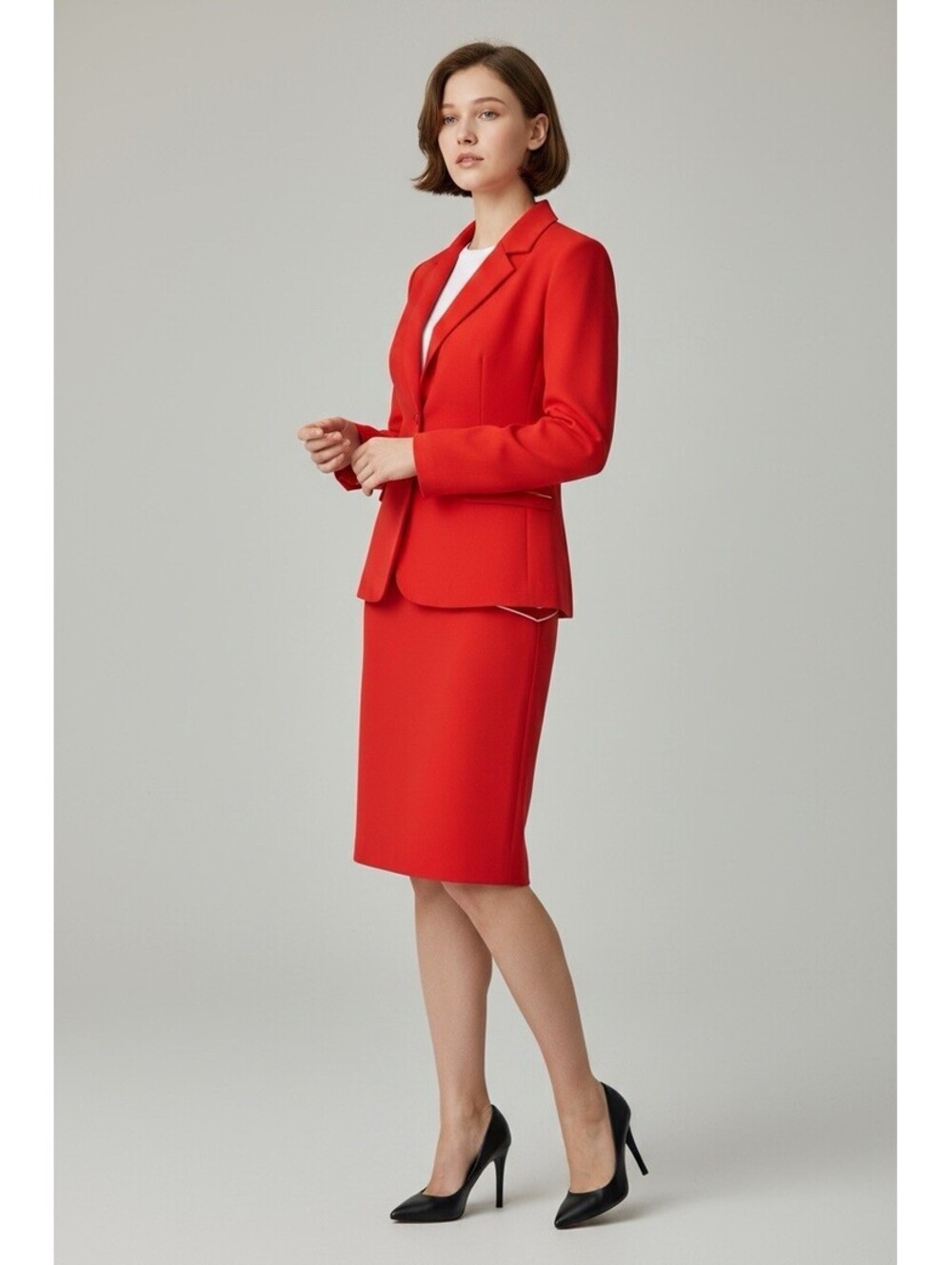 Sag Harbour Sz 14 NWT Red Skirt Suit Blazer Skirt Lined Business Holiday